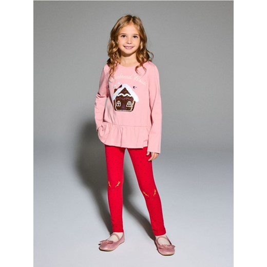 Sinsay - Bawełniane legginsy z motywem świątecznym - czerwony ze sklepu Sinsay w kategorii Spodnie dziewczęce - zdjęcie 186437906