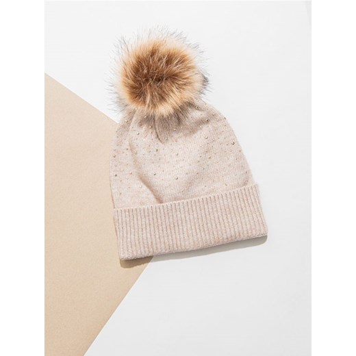 Sinsay - Czapka z pomponem - beżowy ze sklepu Sinsay w kategorii Czapki zimowe damskie - zdjęcie 186438006