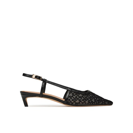 Czółenka Tommy Hilfiger Mono Squared Toe Kitten Slingb FW0FW08746 Czarny ze sklepu eobuwie.pl w kategorii Czółenka - zdjęcie 186438125