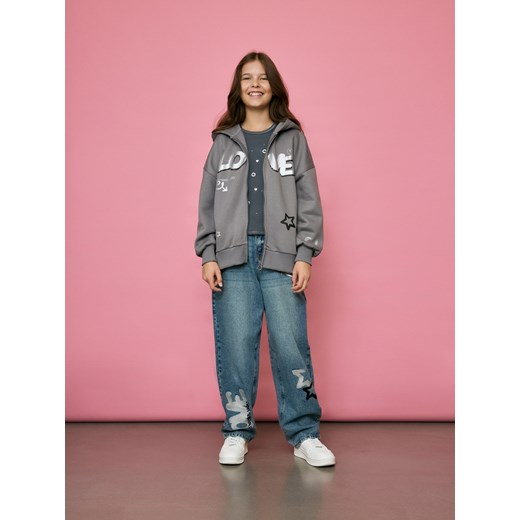 Reserved - Jeansy skater z graffiti - granatowy ze sklepu Reserved w kategorii Spodnie dziewczęce - zdjęcie 186440158