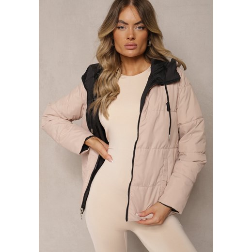 Beżowa Pikowana Kurtka Dwustronna Wykończona Sznurkami Atitoria ze sklepu renee.pl w kategorii Kurtki damskie - zdjęcie 186440466
