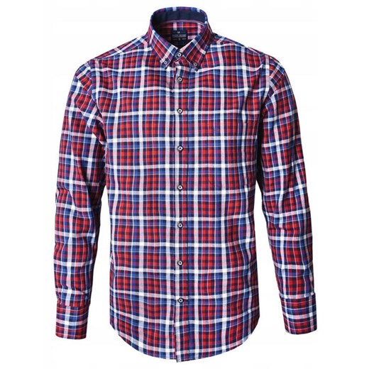 Casualowa Koszula, Kołnierzyk Button Down - Pako Jeans - Czerwona w Kratkę KSDCpjnsAMES ze sklepu JegoSzafa.pl w kategorii Koszule męskie - zdjęcie 186440539