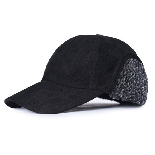 Czapka z Daszkiem (Ocieplana), Nauszniki - Pako Jeans - Czarna CPAPJNSDASZEK1221 ze sklepu JegoSzafa.pl w kategorii Czapki z daszkiem męskie - zdjęcie 186440557