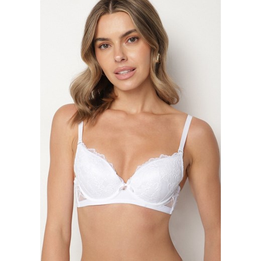 Biały Koronkowy Biustonosz Ozdobiony Kokardką Ezanzee 75B born2be.pl