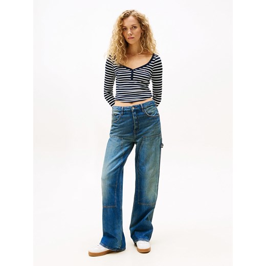 TOMMY JEANS Koszulka w kolorze granatowo-białym - id: 17819244 - marki Tommy Jeans - 186442726 TOMMY JEANS Koszulka w kolorze granatowo-białym ze sklepu Limango Polska w kategorii Bluzki damskie - zdjęcie 186442726