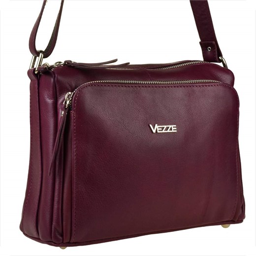 Modna skórzana torebka bordowa vezze w rozmiarze l ze sklepu melon.pl w kategorii Listonoszki - zdjęcie 186442787