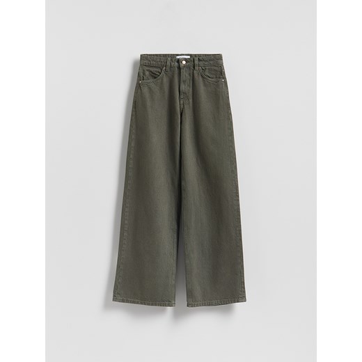 Reserved - Jeansy wide leg z wysokim stanem - zielony - id: 578GE-81J - marki Reserved - 186443486 Reserved - Jeansy wide leg z wysokim stanem - zielony ze sklepu Reserved w kategorii Jeansy damskie - zdjęcie 186443486