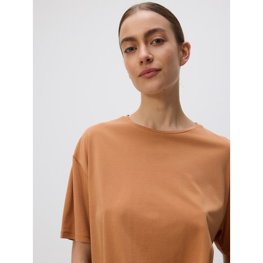 Reserved - Krótki t-shirt z modalem - musztardowy ze sklepu Reserved w kategorii Bluzki damskie - zdjęcie 186444045