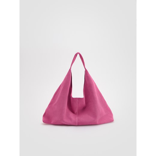 Reserved - Zamszowa torebka shopper z saszetką - hibiskus ze sklepu Reserved w kategorii Torebki hobo - zdjęcie 186444929