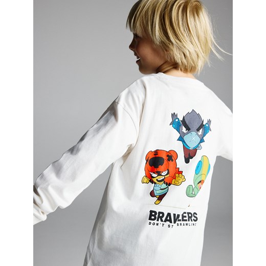 Reserved - Longsleeve Brawl Stars - złamana biel ze sklepu Reserved w kategorii T-shirty chłopięce - zdjęcie 186445636