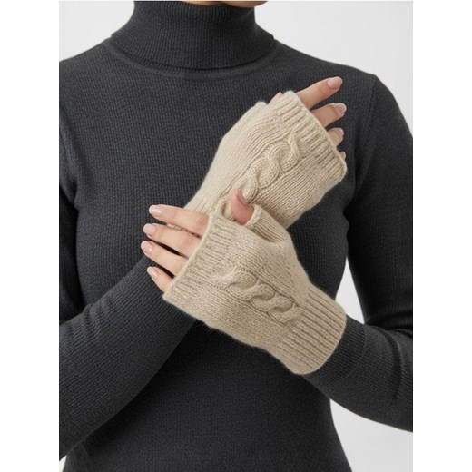 Sinsay - Rękawiczki mitenki z dekoracyjnym splotem - beżowy ze sklepu Sinsay w kategorii Rękawiczki damskie - zdjęcie 186447168