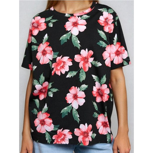 Sinsay - Wzorzysta koszulka z krótkim rękawem - czarny ze sklepu Sinsay w kategorii Bluzki damskie - zdjęcie 186447185