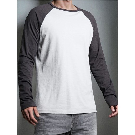 Sinsay - Bawełniana koszulka longsleeve - szary ze sklepu Sinsay w kategorii T-shirty męskie - zdjęcie 186447329