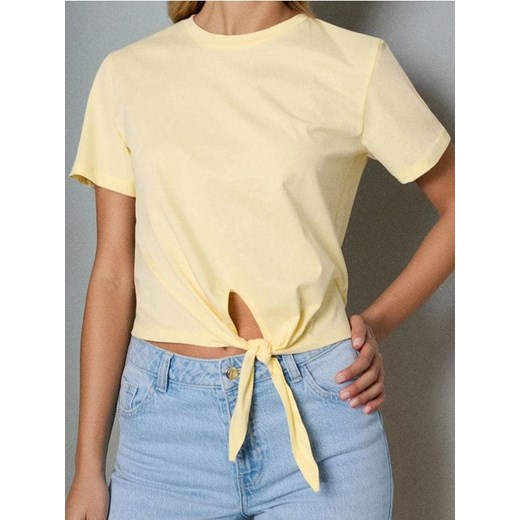 Sinsay - Koszulka wiązana w talii - yellow jeans ze sklepu Sinsay w kategorii Bluzki damskie - zdjęcie 186447369
