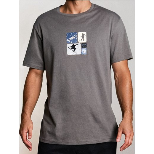 Sinsay - Bawełniana koszulka z nadrukiem - szary ze sklepu Sinsay w kategorii T-shirty męskie - zdjęcie 186447396