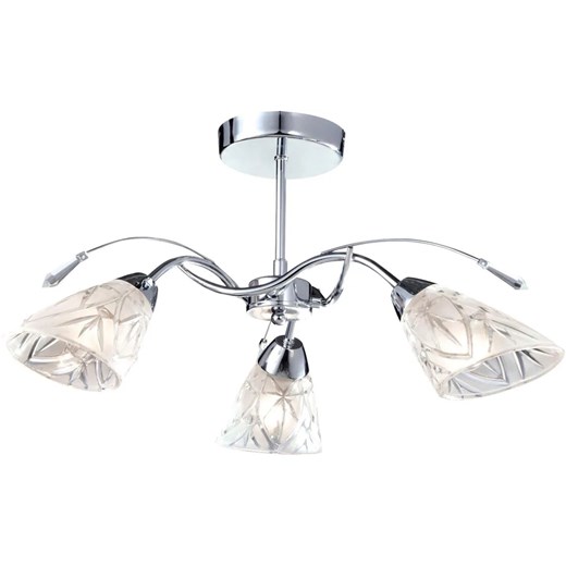 Srebrny żyrandol ze zdobionymi szklanymi kloszami - S117-Kinda ze sklepu Edinos.pl w kategorii Lampy wiszące - zdjęcie 186447487