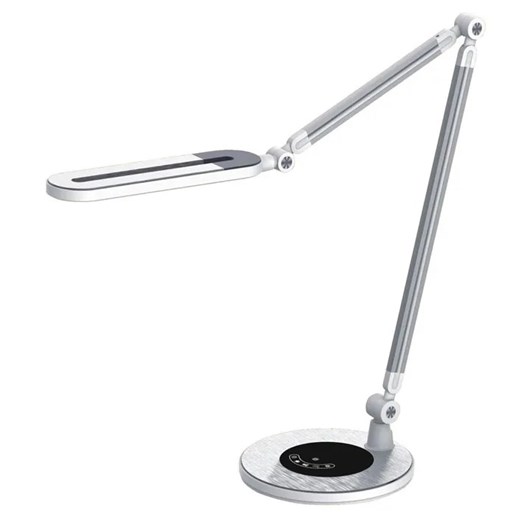 Srebrna lampka na biurko LED z panelem A6-S21 ze sklepu Edinos.pl w kategorii Lampy stołowe - zdjęcie 186447535