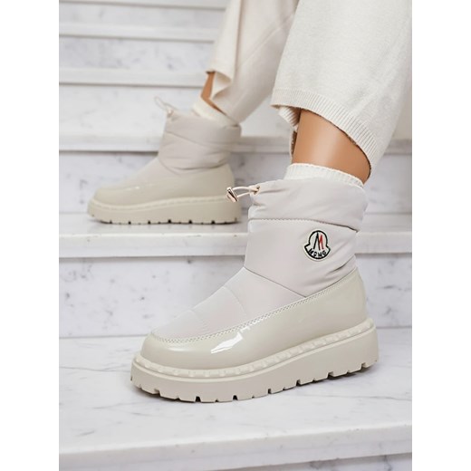 Royalfashion Wsuwane śniegowce damskie w kremowym kolorze Ireda ze sklepu royalfashion.pl w kategorii Śniegowce damskie - zdjęcie 186448099