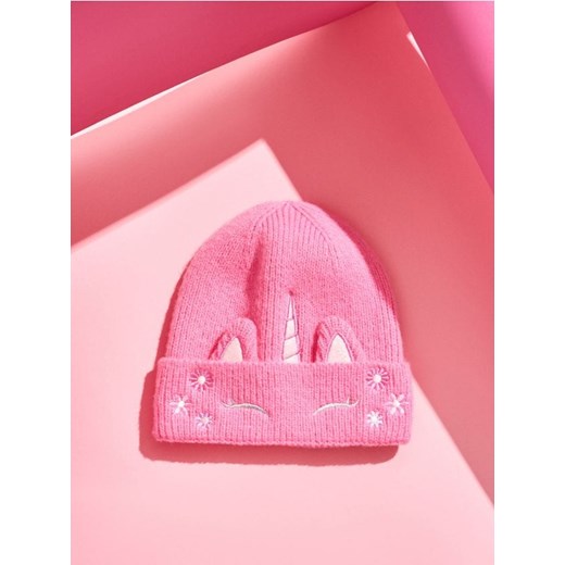 Sinsay - Czapka z elementami 3D i ozdobnym haftem - różowy - id: 125FU-30X - marki Sinsay - 186448847 Sinsay - Czapka z elementami 3D i ozdobnym haftem - różowy ze sklepu Sinsay w kategorii Czapki dziecięce - zdjęcie 186448847