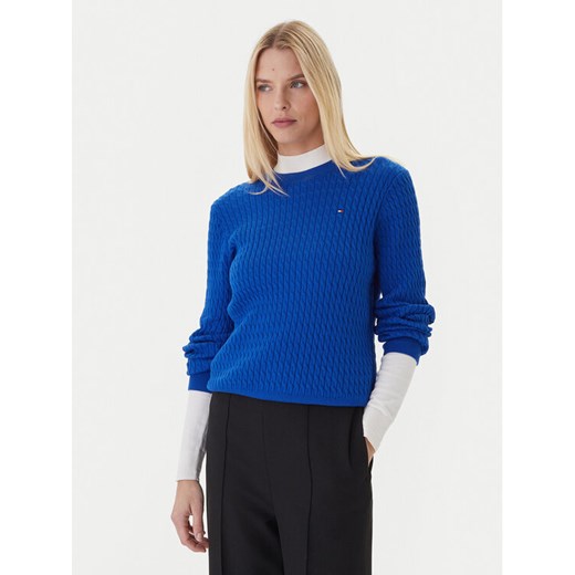 Tommy Hilfiger Sweter Fine WW0WW44993 Niebieski Regular Fit ze sklepu MODIVO w kategorii Swetry damskie - zdjęcie 186450458
