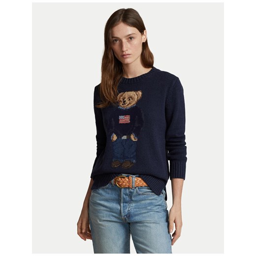 Polo Ralph Lauren Sweter 211927070001 Granatowy Relaxed Fit ze sklepu MODIVO w kategorii Swetry damskie - zdjęcie 186450666