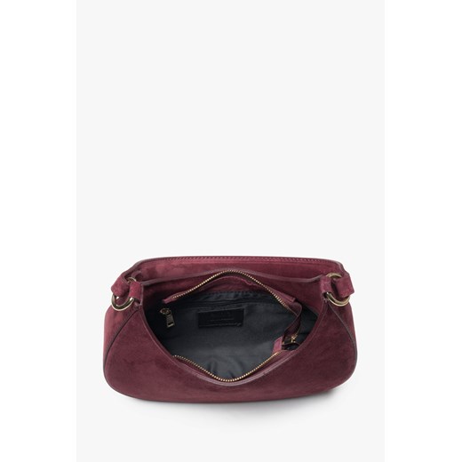 Estro: Bordowa torebka damska typu shoulder bag z włoskiego weluru naturalnego Estro One Size Estro