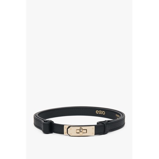 Estro: Elegancki damski czarny pasek z włoskiej naturalnej skóry Premium Estro One size Estro