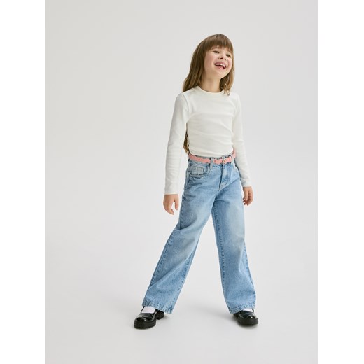 Reserved - Jeansy wide leg z wysokim stanem - niebieski Reserved 134 (8 lat) Reserved promocyjna cena