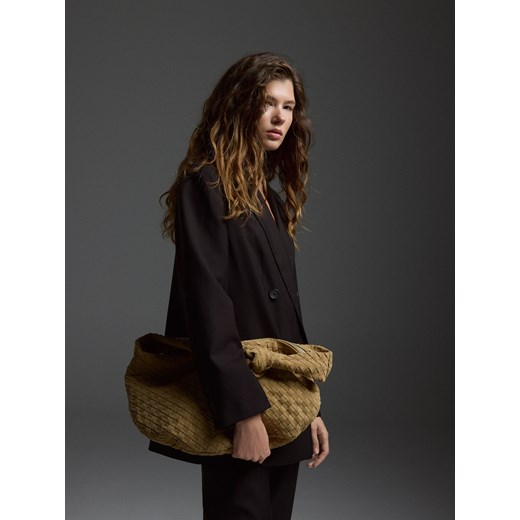 Reserved - Marynarka z wełną - ciemnobrązowy - id: 982HF-89X - marki Reserved - 186453257 Reserved - Marynarka z wełną - ciemnobrązowy ze sklepu Reserved w kategorii Marynarki damskie - zdjęcie 186453257