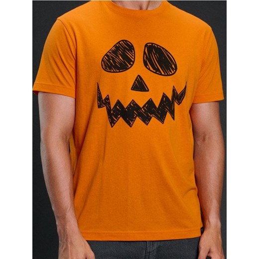 Sinsay - Koszulka z nadrukiem - pomarańczowy ze sklepu Sinsay w kategorii T-shirty męskie - zdjęcie 186453667