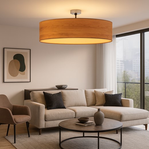 Nowoczesna lampa sufitowa do salonu z dużym abażurem 100 cm GRENADA ECO fi - 100 cm - kolor dąb sonoma - id: 10167 - marki Ciekot Partners Sp. Z O. O. - 186453688 Nowoczesna lampa sufitowa do salonu z dużym abażurem 100 cm GRENADA ECO fi - 100 cm - kolor dąb sonoma ze sklepu Lysne w kategorii Lampy sufitowe - zdjęcie 186453688