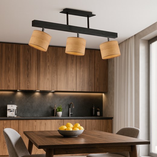 Skandynawska lampa sufitowa drewniana HOLLYWOOD ECO z abażurami imitującymi fornir - id: 10489 - marki Ciekot Partners Sp. Z O. O. - 186453696 Skandynawska lampa sufitowa drewniana HOLLYWOOD ECO z abażurami imitującymi fornir ze sklepu Lysne w kategorii Lampy wiszące - zdjęcie 186453696