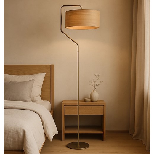 Lampa stojąca w stylu skandynawskim TESALLIA ECO z abażurem w kolorze dębu sonoma - id: 10561 - marki Ciekot Partners Sp. Z O. O. - 186453709 Lampa stojąca w stylu skandynawskim TESALLIA ECO z abażurem w kolorze dębu sonoma ze sklepu Lysne w kategorii Lampy podłogowe - zdjęcie 186453709
