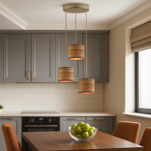 Lampa wisząca do kuchni 3-punktowa PUEBLO ECO kaskadowy żyrandol z abażurami - id: 6531 - marki Ciekot Partners Sp. Z O. O. - 186453809 Lampa wisząca do kuchni 3-punktowa PUEBLO ECO kaskadowy żyrandol z abażurami ze sklepu Lysne w kategorii Lampy wiszące - zdjęcie 186453809