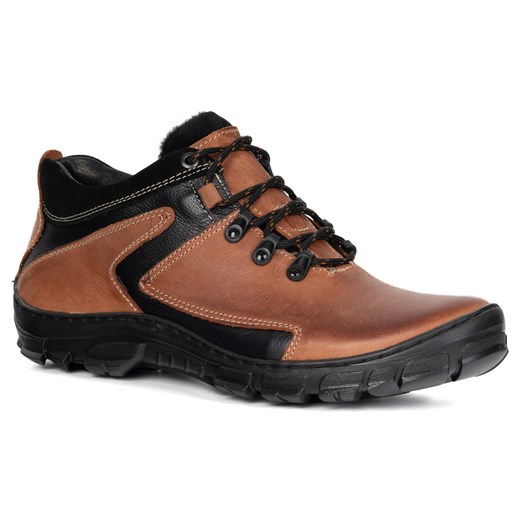 Buty trekkingowe męskie zimowe ocieplane skórzane 905KOM ceglane ze sklepu butyolivier w kategorii Buty trekkingowe męskie - zdjęcie 186453926