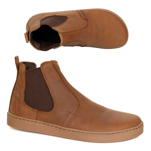 Buty męskie sztyblety barefoot skórzane Olivier 100KZ jasnobrązowe ze sklepu butyolivier w kategorii Buty zimowe męskie - zdjęcie 186453978