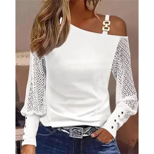 Biały top z odkrytym ramieniem - Biały S ze sklepu Intimica.pl w kategorii Bluzki damskie - zdjęcie 186454376