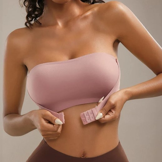 Biustonosz damski bez ramiączek z regulacją z przodu - Różowy S ze sklepu Intimica.pl w kategorii Biustonosze - zdjęcie 186454385