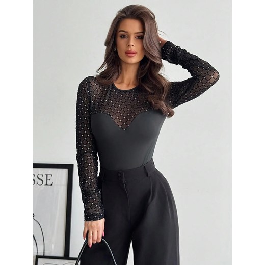 Damska bluzka z kryształkami - Czarny XS ze sklepu Intimica.pl w kategorii Bluzki damskie - zdjęcie 186454656