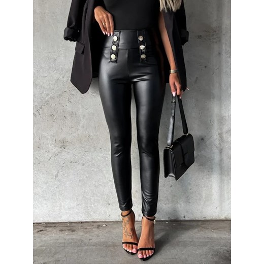 Damskie skórzane spodnie rurki - Czarny S ze sklepu Intimica.pl w kategorii Spodnie damskie - zdjęcie 186454976