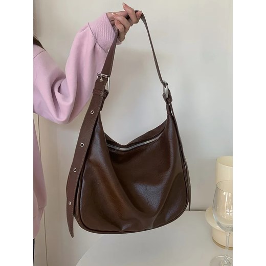 Klasyczna skórzana torba crossbody - Brązowy ze sklepu Intimica.pl w kategorii Listonoszki - zdjęcie 186455386