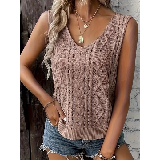 Ozdobny pleciony top damski - Różowy S ze sklepu Intimica.pl w kategorii Bluzki damskie - zdjęcie 186456085