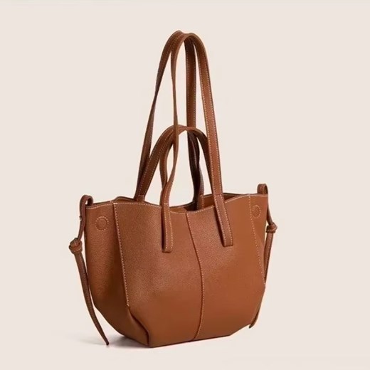 Skórzana mała torba shopper - Brązowy ze sklepu Intimica.pl w kategorii Torby Shopper bag - zdjęcie 186456416