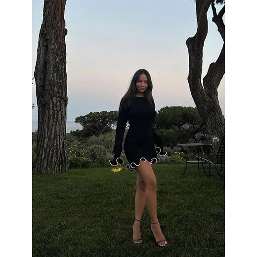 Sukienka mini z długim rękawem - Czarny XS ze sklepu Intimica.pl w kategorii Sukienki - zdjęcie 186456595