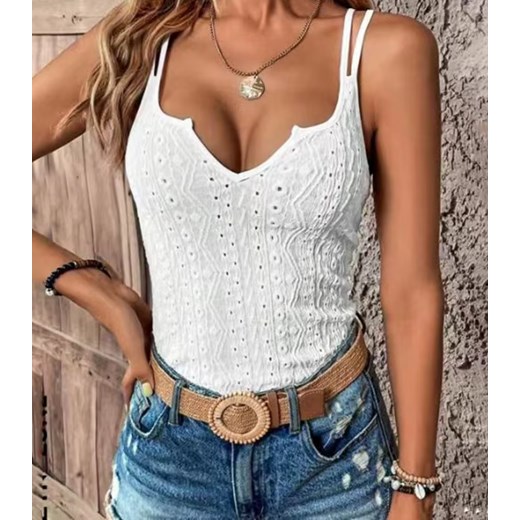 Top damski z głębokim dekoltem - Biały S ze sklepu Intimica.pl w kategorii Bluzki damskie - zdjęcie 186456709