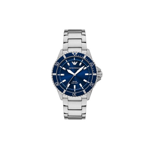 Zegarek Emporio Armani World Explorer AR11697 Srebrny ze sklepu eobuwie.pl w kategorii Zegarki - zdjęcie 186456926