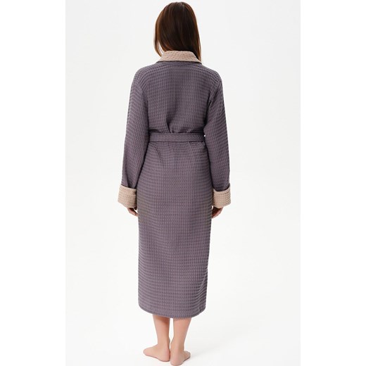 Szlafrok damski z kołnierzem ciemnoszary SW02, Kolor ciemnoszary, Rozmiar L, Esli ze sklepu Primodo w kategorii Szlafroki damskie - zdjęcie 186458006