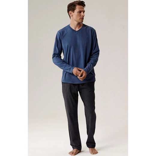 Atalntic długa piżama męska bawełniana NMP-389-NIEC_GRA, Kolor niebiesko-granatowy, Rozmiar M, ATLANTIC ze sklepu Intymna w kategorii Piżamy męskie - zdjęcie 186458585