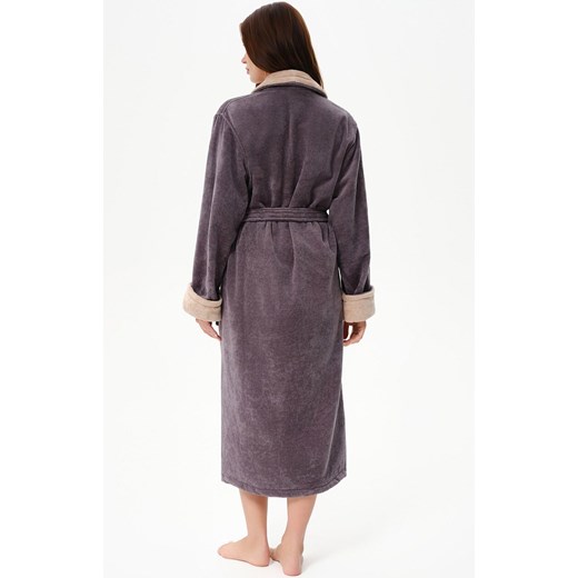 Bawełniany szlafrok damski frotte ciemnoszary SF02, Kolor ciemnoszary, Rozmiar L, Esli ze sklepu Intymna w kategorii Szlafroki damskie - zdjęcie 186458696