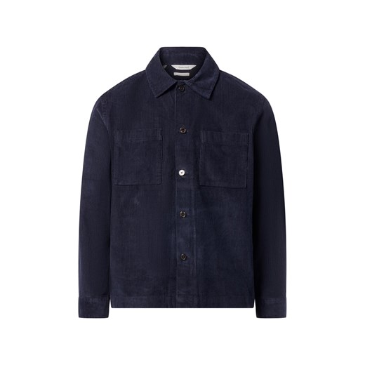 Selected Bluza męska - SLHRegtate Mężczyźni Regular Fit Bawełna granatowy jednolity ze sklepu vangraaf w kategorii Koszule męskie - zdjęcie 186461098